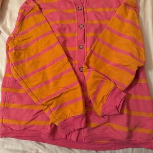 Free People NWOT Pink and Orange Striped Cardigan